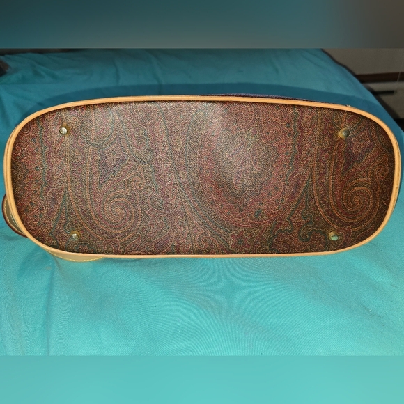 Etro Brown and Tan Paisley Italian Leather Alma Style Satchel - Picture 5 of 10